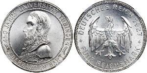 5 Reichsmark 魏瑪共和國 (1919 - 1933) 銀 Eberhard I, Count of Württemberg
