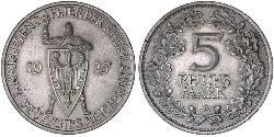 5 Mark / 5 Reichsmark République de Weimar (1918-1933) Argent 