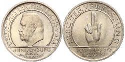 5 Mark / 5 Reichsmark République de Weimar (1918-1933) Argent Paul von Hindenburg