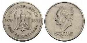 5 Reichsmark / 5 Марка Веймарская республика (1918-1933) Серебро 