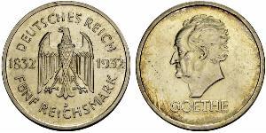 5 Reichsmark / 5 Марка Веймарская республика (1918-1933) Серебро 