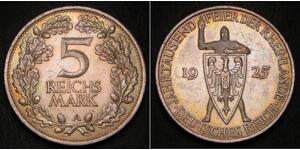 5 Reichsmark / 5 Марка Веймарська республіка (1918-1933) Срібло 