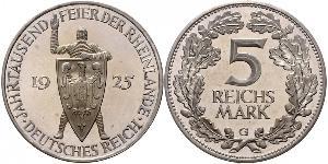 5 Reichsmark / 5 Марка Веймарська республіка (1918-1933) Срібло 