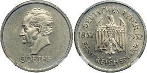 5 Reichsmark / 5 Марка Веймарська республіка (1918-1933) Срібло 