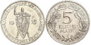 5 Reichsmark / 5 Марка Веймарська республіка (1918-1933) Срібло 