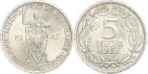 5 Reichsmark / 5 Марка Веймарська республіка (1918-1933) Срібло 