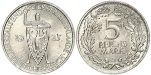 5 Reichsmark / 5 Марка Веймарська республіка (1918-1933) Срібло 