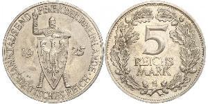 5 Reichsmark / 5 Марка Веймарська республіка (1918-1933) Срібло 