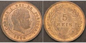 5 Reis Kingdom of Portugal (1139-1910) Copper/Nickel Carlos I of Portugal (1863-1908)