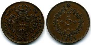 5 Reis Kingdom of Portugal (1139-1910) / Azoren Kupfer 