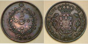 5 Reis Azzorre / Regno del Portogallo (1139-1910) Rame 
