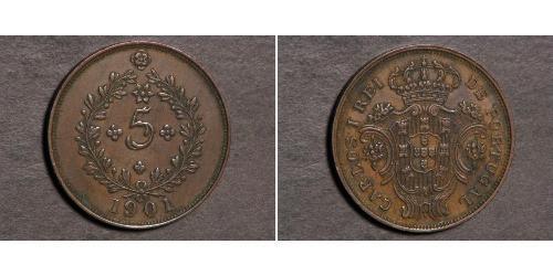 5 Reis Azzorre / Regno del Portogallo (1139-1910) Rame 