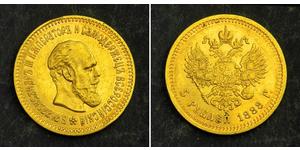 5 Rouble Empire russe (1720-1917) Or Alexandre III (1845 -1894)