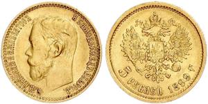 5 Rouble Empire russe (1720-1917) Or Nicolas II (1868-1918)