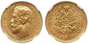 5 Ruble 俄罗斯帝国 (1721 - 1917) 金 尼古拉二世 (俄罗斯) (1868-1918)