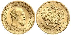 5 Rublo Impero russo (1720-1917) Oro Alessandro III (1845 -1894)