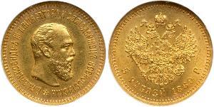 5 Rublo Impero russo (1720-1917) Oro Alessandro III (1845 -1894)