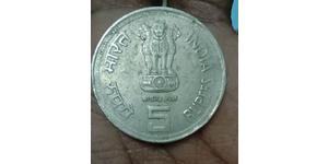 5 Rupee India (1950 - ) Níquel/Cobre 