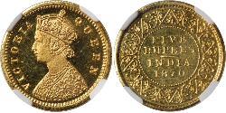 5 Rupee 英属印度 (1858 - 1947) 金 维多利亚 (英国君主)