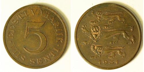 5 Sent Estonia (Republic) (1918 - ) Bronze 