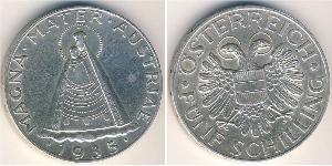 5 Shilling Federal State of Austria (1934-1938) Plata 