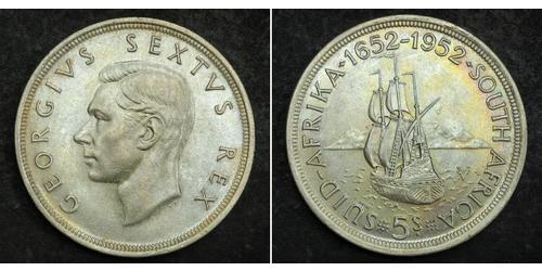 5 Shilling Sudáfrica (1910 - ) Plata Jorge VI (1895-1952)