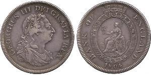 5 Shilling / 1 Dollar 大英帝国 / 大不列颠及爱尔兰联合王国 (1801 - 1922) 銀 喬治三世 (1738-1820)