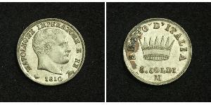 5 Soldo Reino de Italia (1805–1814) Plata Napoleón Bonaparte(1769 - 1821)