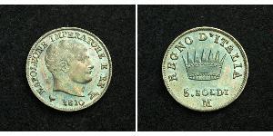 5 Soldo Reino de Italia (1805–1814) Plata Napoleón Bonaparte(1769 - 1821)