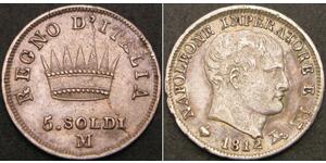 5 Soldo Kingdom of Italy (Napoleonic) (1805–1814) Silver Napoleon (1769 - 1821)