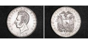 5 Sucre Ecuador (1830 - ) Plata Antonio José de Sucre (1795 - 1830)