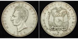 5 Sucre Ecuador (1830 - ) Silber Antonio José de Sucre (1795 - 1830)