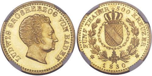 5 Thaler 巴登大公國 (1806 - 1918) 金 路德维希一世 (巴登)