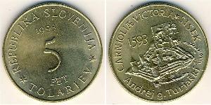 5 Tolar Slovénie Laiton 