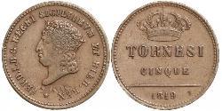 5 Tornesi Italian city-states Cuivre 