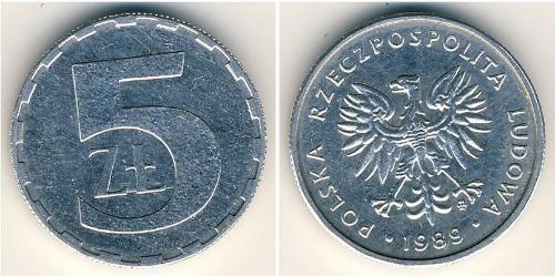 5 Zloty Repubblica Popolare di Polonia (1952-1990) Alluminio 