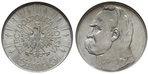 5 Zloty Deuxième République de Pologne (1918 - 1939) Argent Józef Piłsudski