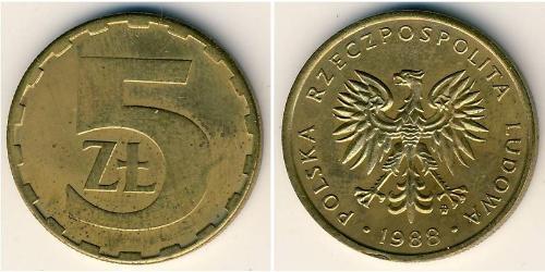 5 Zloty République populaire de Pologne (1952-1990) Laiton 