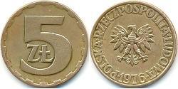 5 Zloty Repubblica Popolare di Polonia (1952-1990) Ottone 