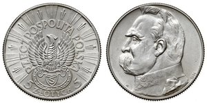 5 Zloty Segunda República Polaca (1918 - 1939) Plata Józef Piłsudski