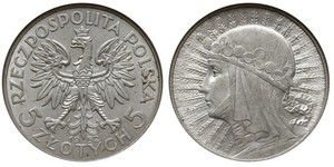 5 Zloty Segunda República Polaca (1918 - 1939) Plata Juan III Sobieski (1629-1696)