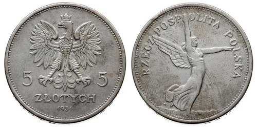 5 Zloty Segunda República Polaca (1918 - 1939) Plata 