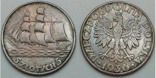 5 Zloty Seconda Repubblica Polacca (1918 - 1939)  