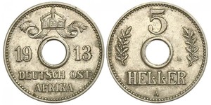 5 Геллер Германская Восточная Африка (1885-1919) Никель/Медь 