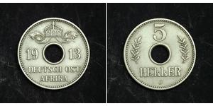 5 Геллер Германская Восточная Африка (1885-1919) Никель/Медь 