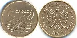 5 Грош Республика Польша (1991 - ) Латунь 