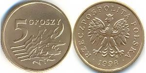 5 Грош Республика Польша (1991 - ) Латунь 