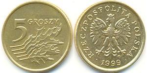 5 Грош Республика Польша (1991 - ) Латунь 
