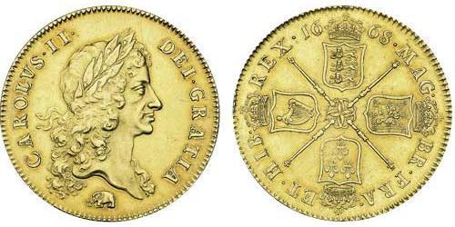 5 Гінея Королівство Англія (927-1649,1660-1707) Золото Карл II (1630-1685)