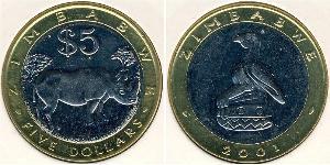 5 Долар Зимбабве (1980 - ) Біметал 